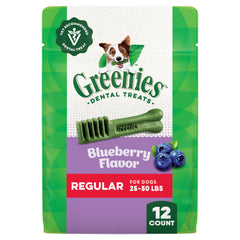 Greenies veterinarian-recommended dog dental treat pack front view supports daily oral care