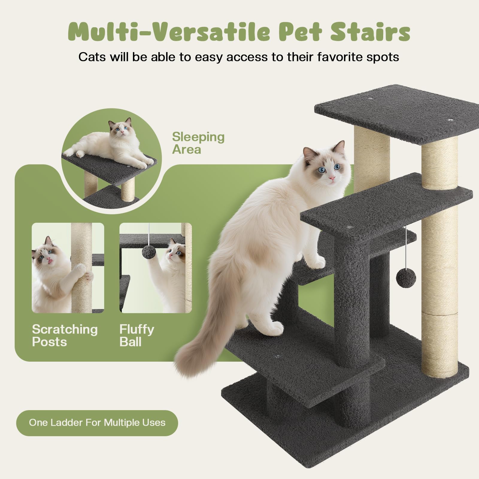 GreenPetopia 4Step sturdy structure with non-slip feet supports up to 150 pounds