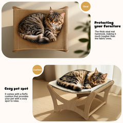 GreenPetopia Cat Hammock Bed assembled in a room blends natural wood with modern décor.