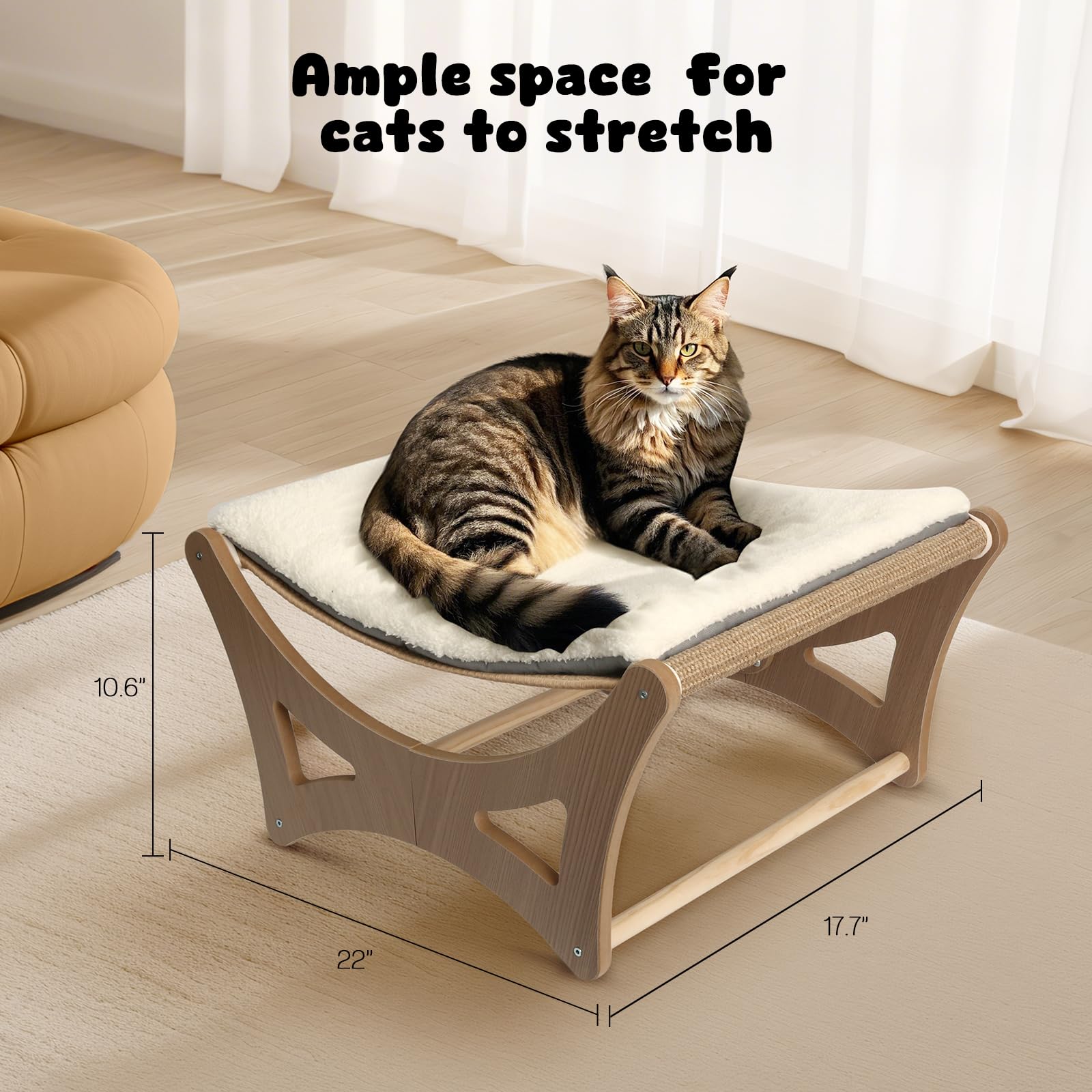 GreenPetopia Cat Hammock Bed featuring a sisal mat highlights durable scratching to protect furniture.