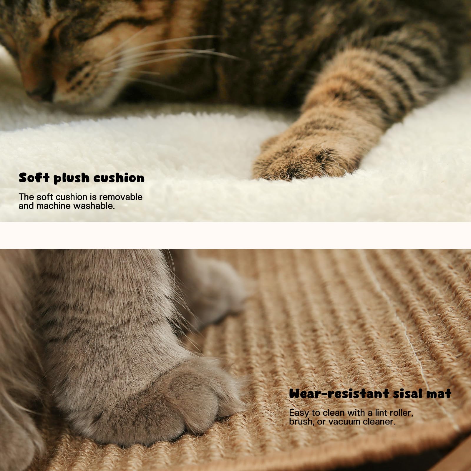 GreenPetopia Cat Hammock Bed wood texture close-up shows natural materials and durability.