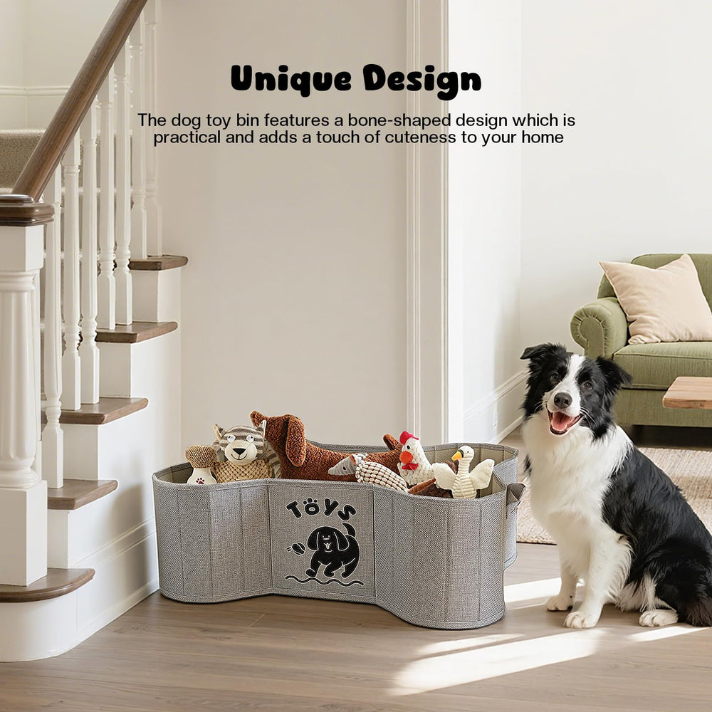 GreenPetopia dog toy basket collapsible shows how it folds flat for storage convenience.