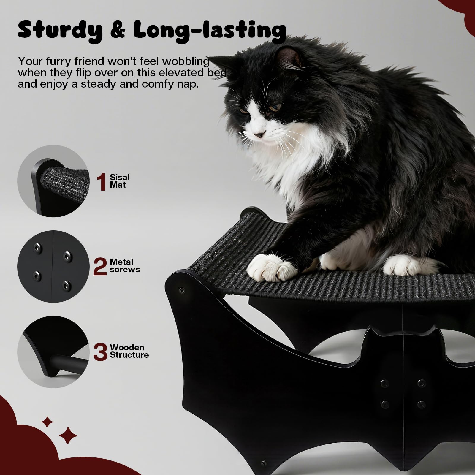 GreenPetopia Gothic Cat Bed assembly tools image highlights simple setup with included hardware.