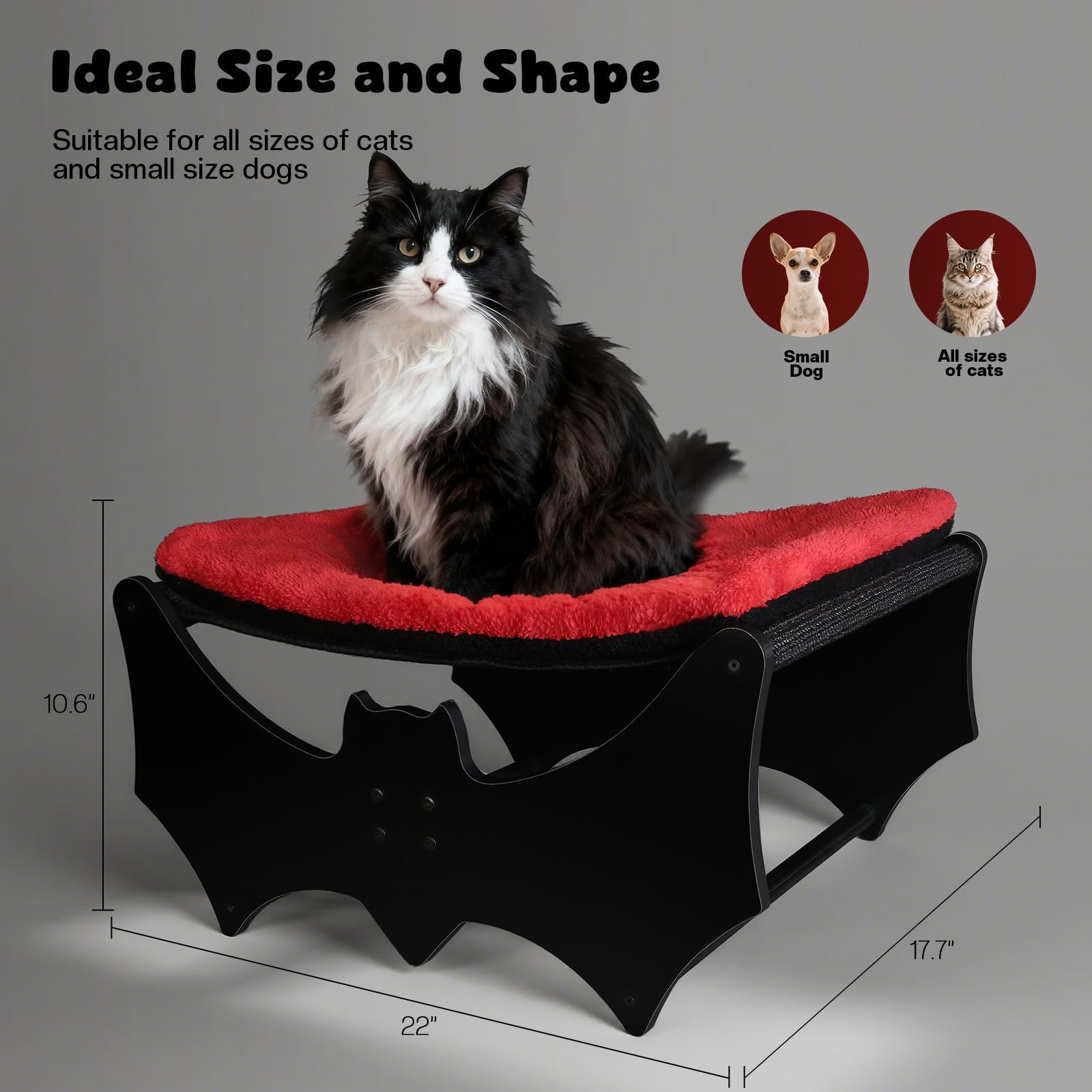 GreenPetopia Gothic Cat Bed wood frame detail emphasizes sturdy construction and wobble-free naps.
