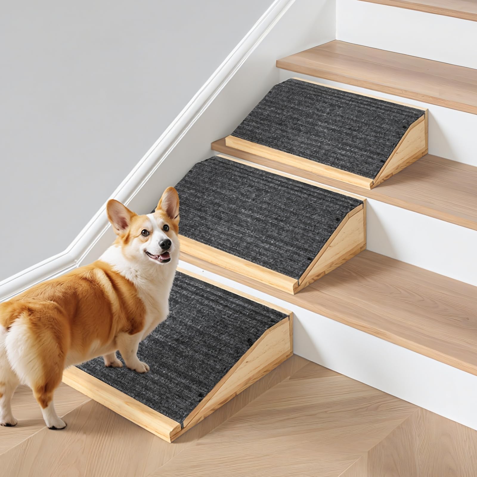 GreenPetopia wooden dog ramp assembly demonstrates easy setup for pet owners.