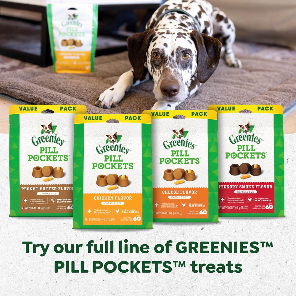 Greenies Pill Pockets chicken flavor packaging ready for quick daily use.