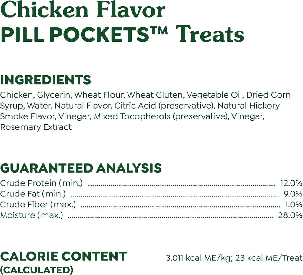 Greenies Pill Pockets package illustration showing 60 pockets per pack and 3 packs.