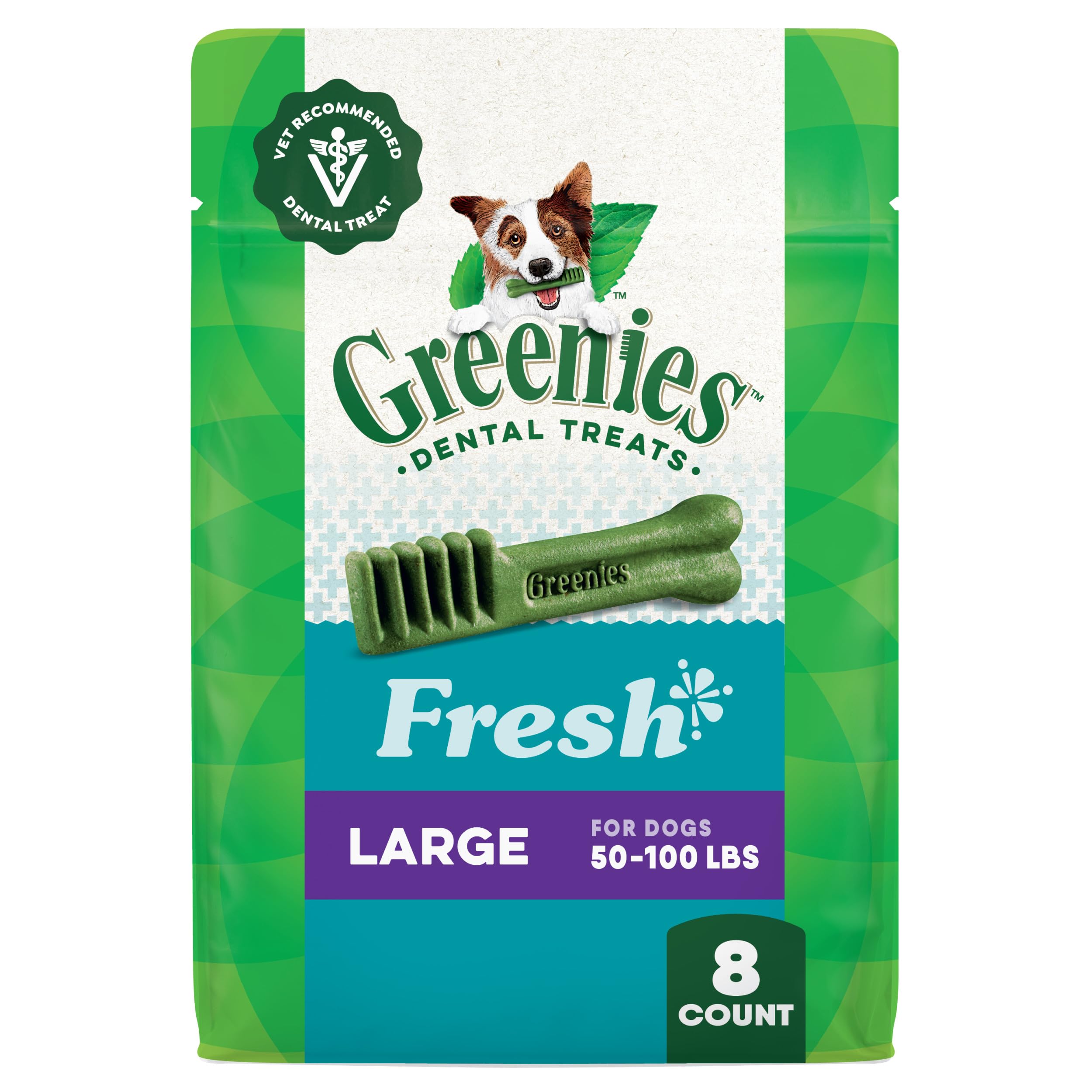 Greenies veterinarian-recommended natural dental dog treats large pack 12oz for daily dental care.