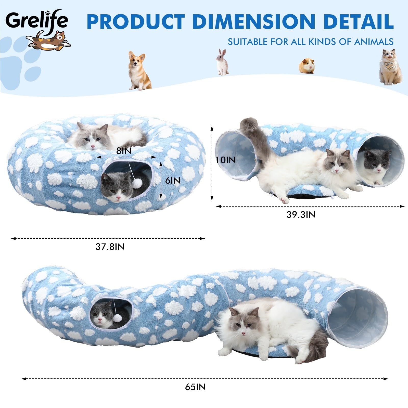 Grelife 2-in-1 design mixes donut tunnel and comfy bed for indoor cats.