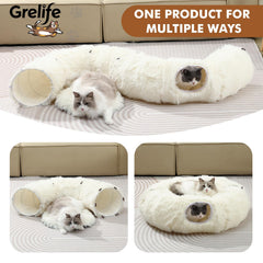 Grelife Cat Tunnel Bed circle setup demonstrates versatile shapes for play.