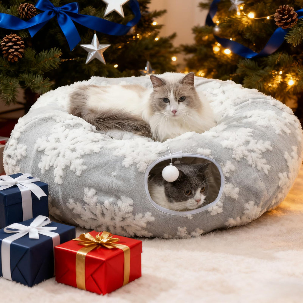 Grelife Cat Tunnel Bed in-use space offers cozy rest plus playful exploration.