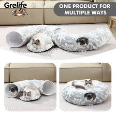 Grelife Cat Tunnel Bed non-slip base ensures stable play on smooth floors.