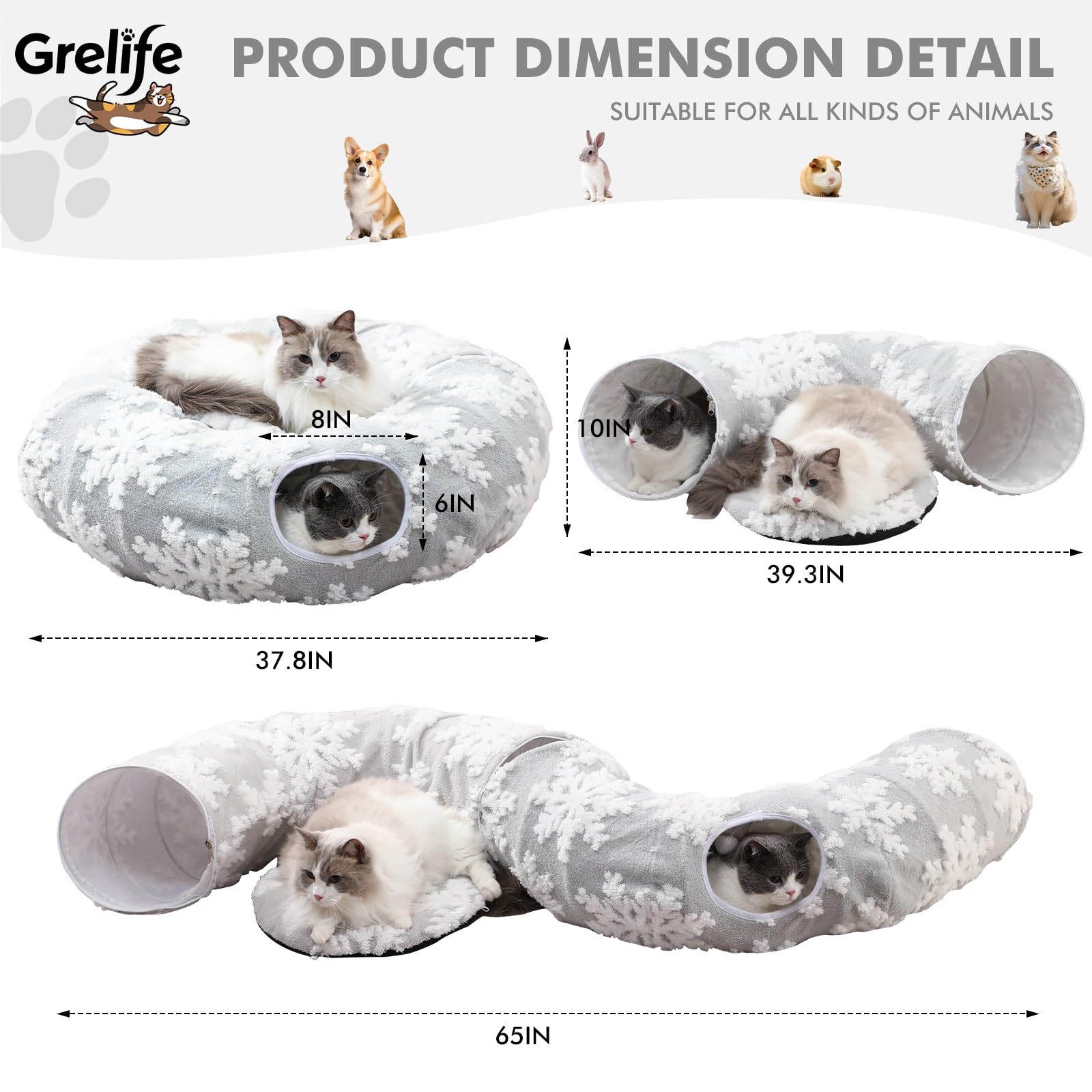 Grelife Cat Tunnel Bed reinforced seams demonstrate durability for energetic kittens.