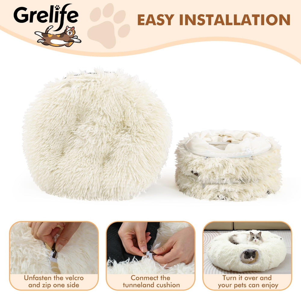 Grelife Cat Tunnel plush fabric feels soft and inviting for cats.