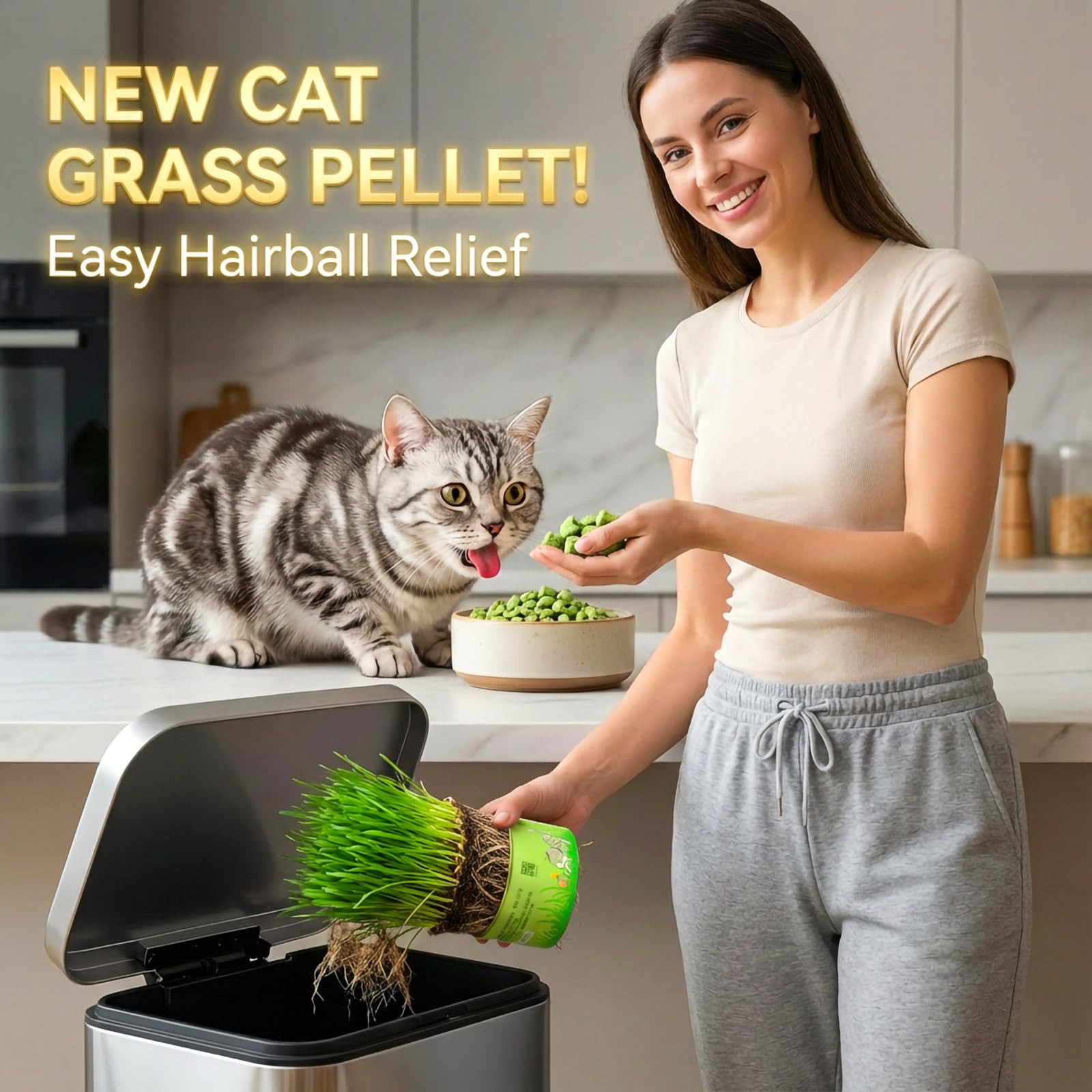 GREMBEB freeze-dried kitty grass snack highlights fresh ingredients and digestion aid