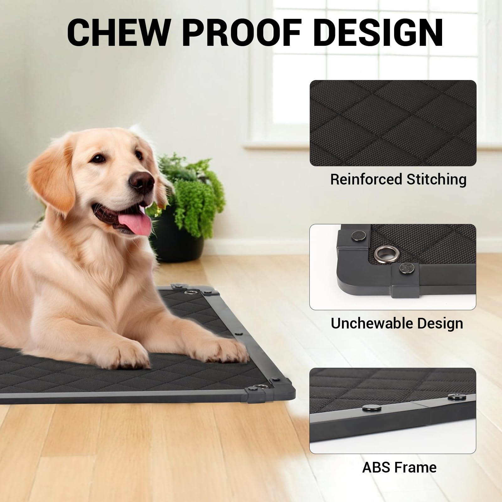 GRENTY indestructible dog bed with reinforced edge corners for extra chew resistance