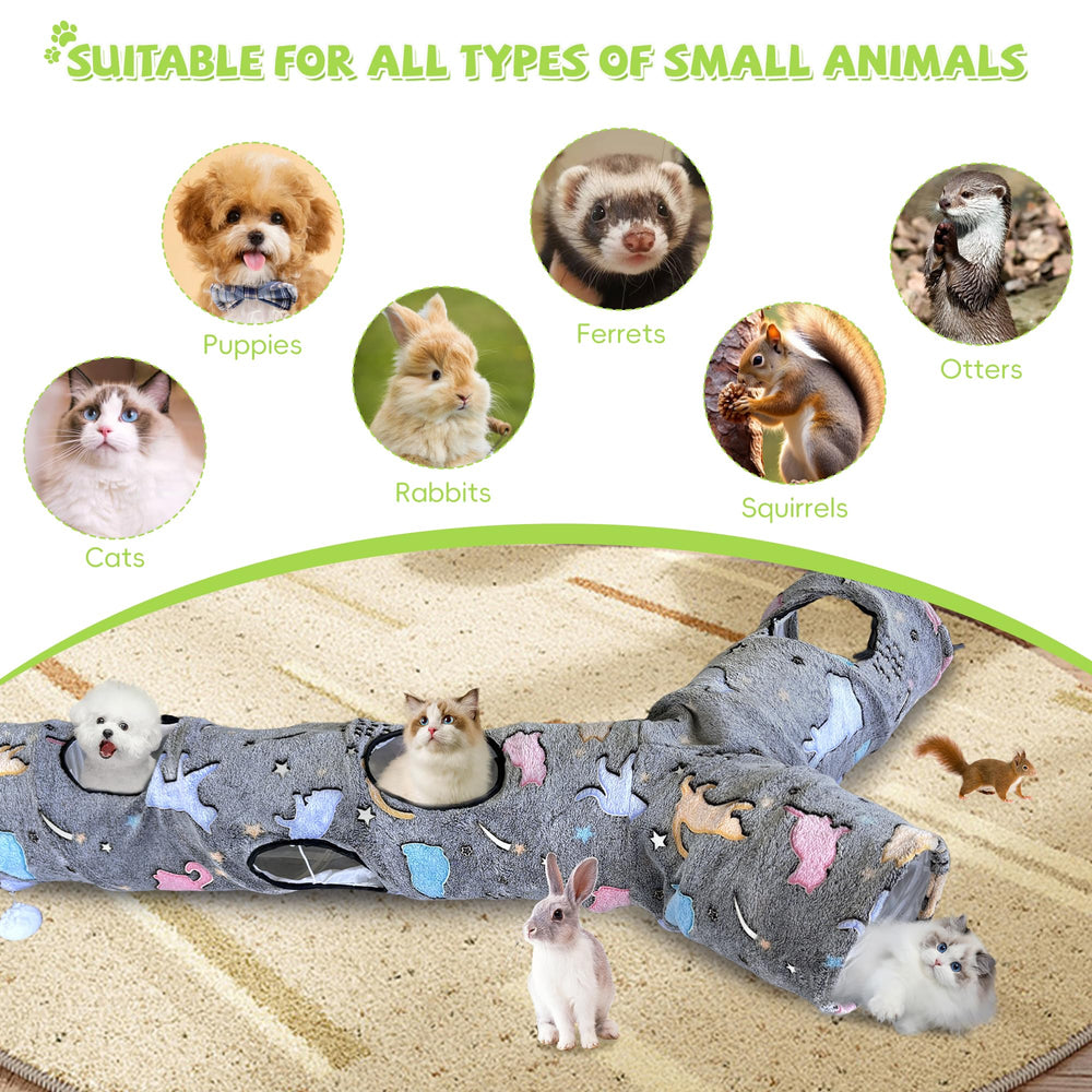 GRETMIX cat tunnel folds compactly for travel and apartment living.
