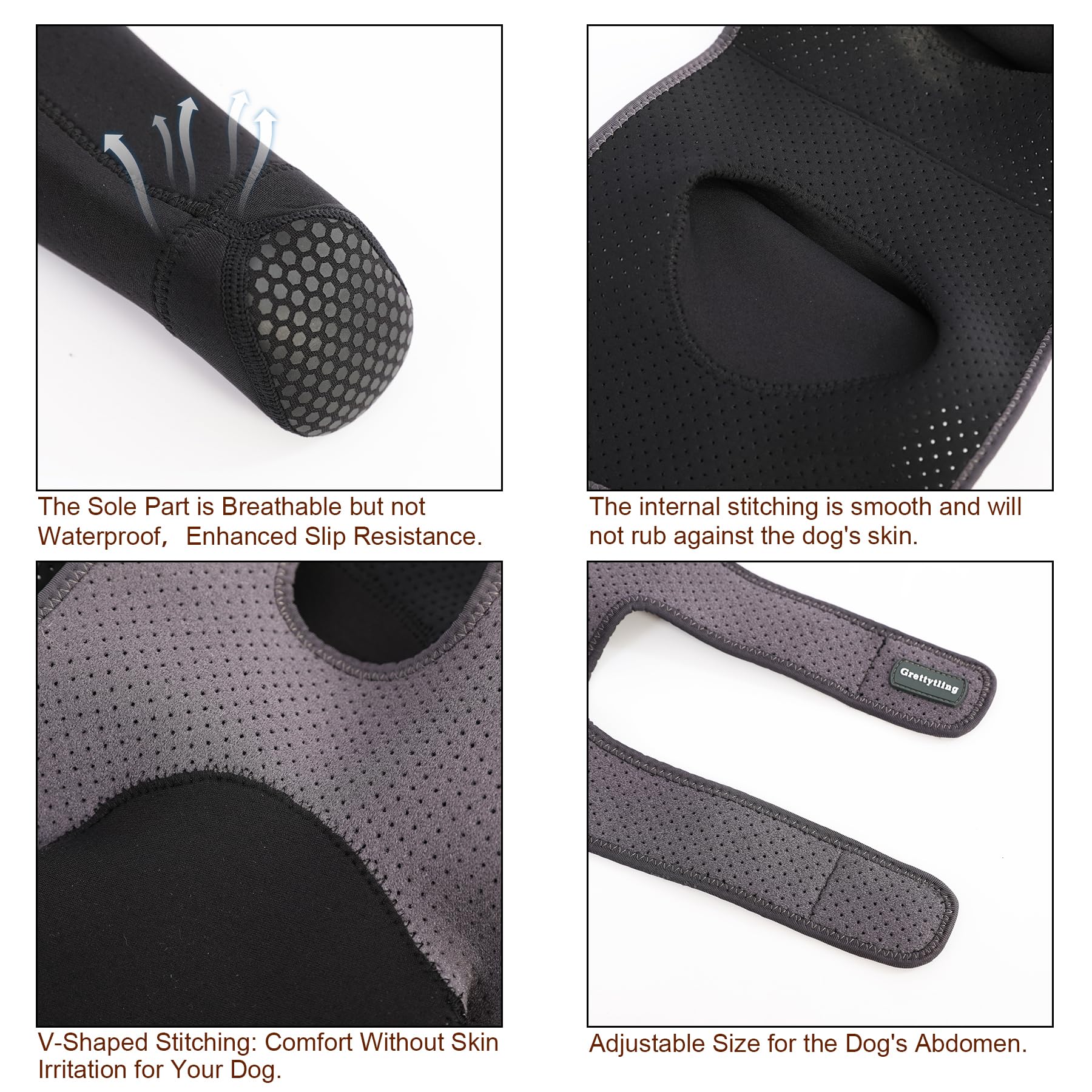 Grettytling dog socks with secure-fit design keeping coverage during active play.