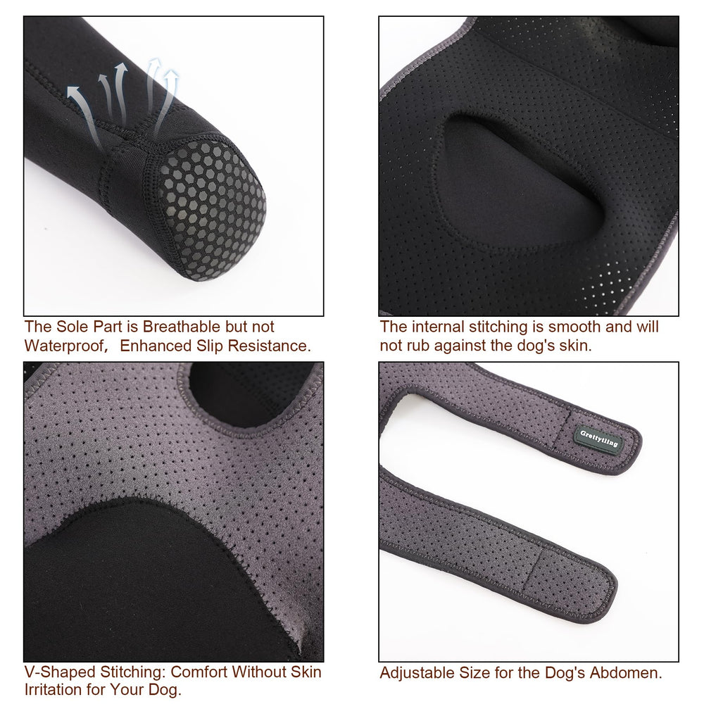 Grettytling dog socks with secure-fit design keeping coverage during active play.