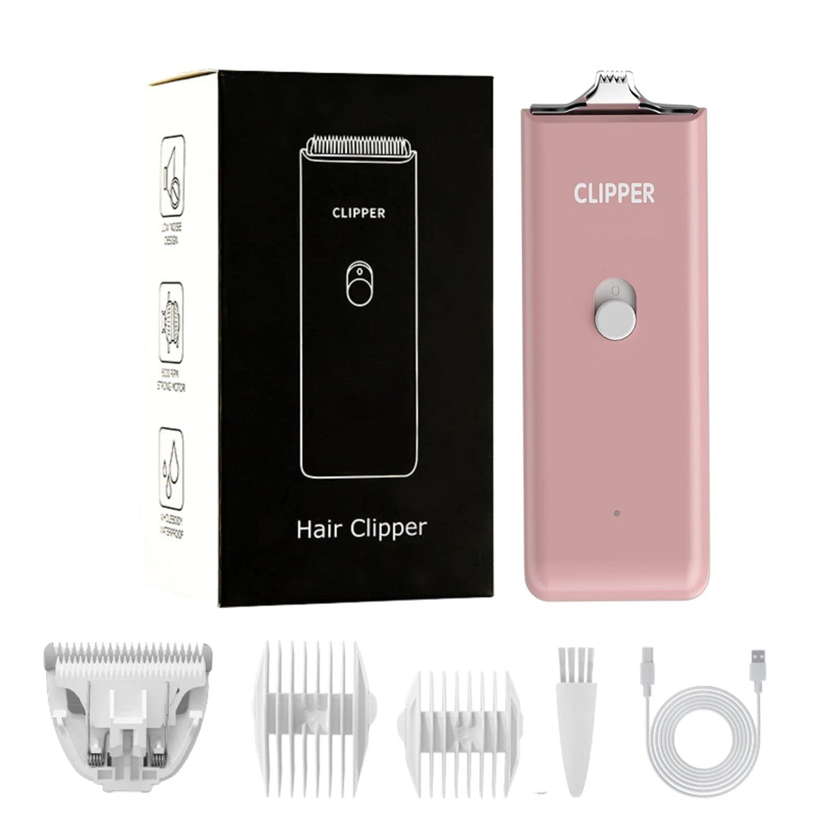 Grimgrow clipper packaging shows easy at-home grooming setup.