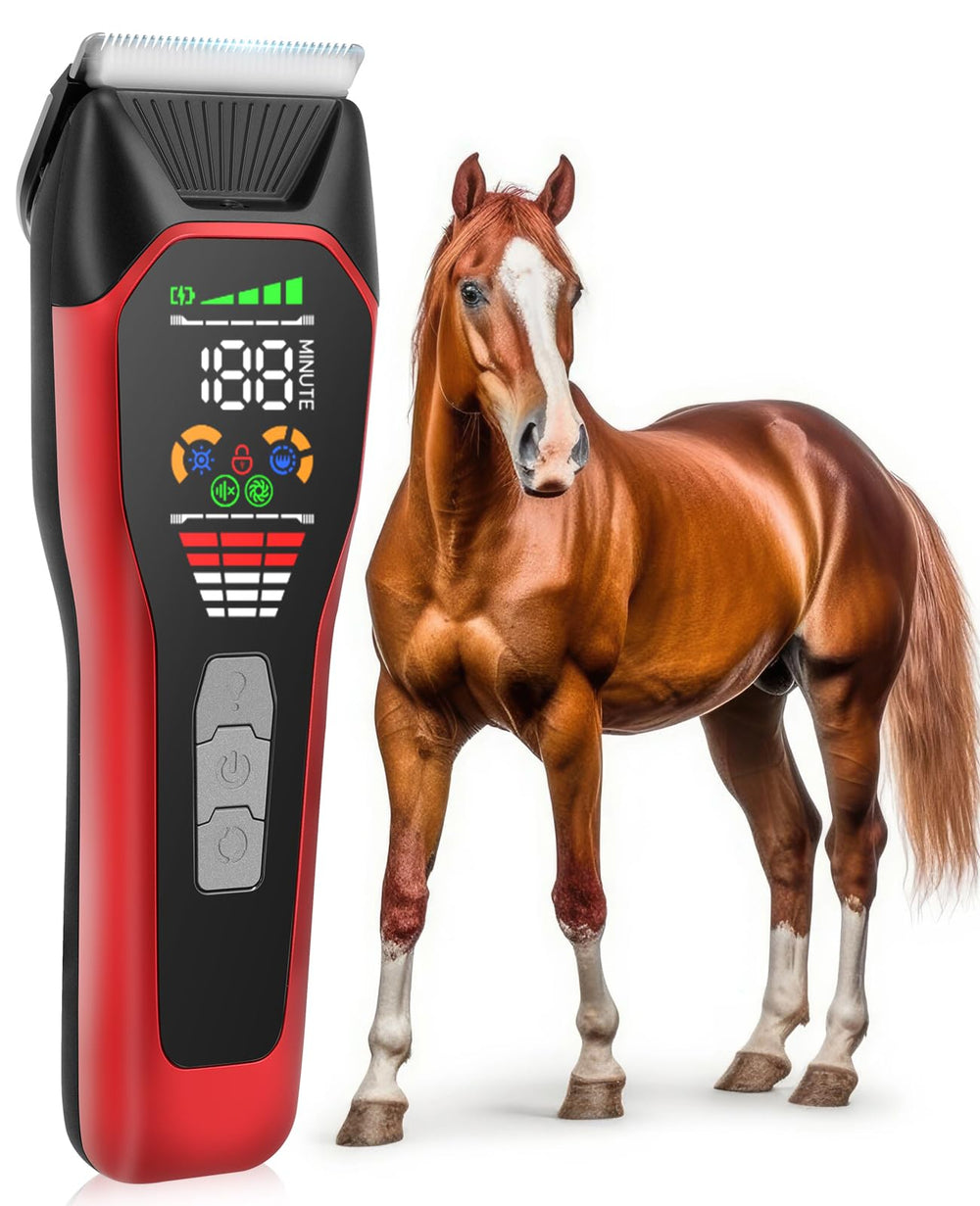 Grimgrow horse clipper detachable ceramic blade enables precise thick-coat trimming.