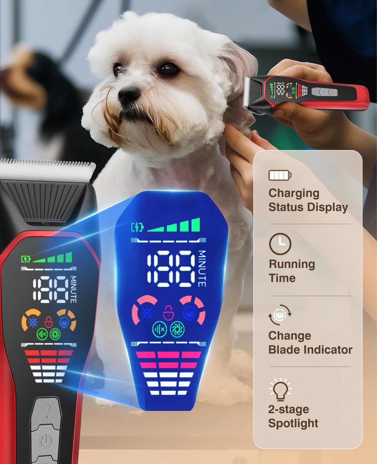 Grimgrow horse clipper Type-C rechargeable battery enables long cordless grooming sessions.