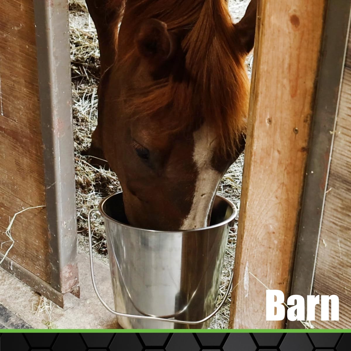 GRIP stainless steel bucket nested storage image conveys easy stacking and space-saving organization.