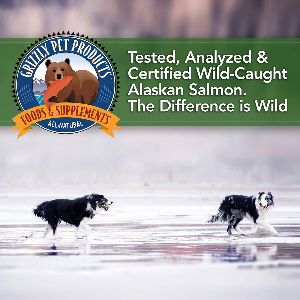 Grizzly Algal Plus bottle shows potential skin and coat support.