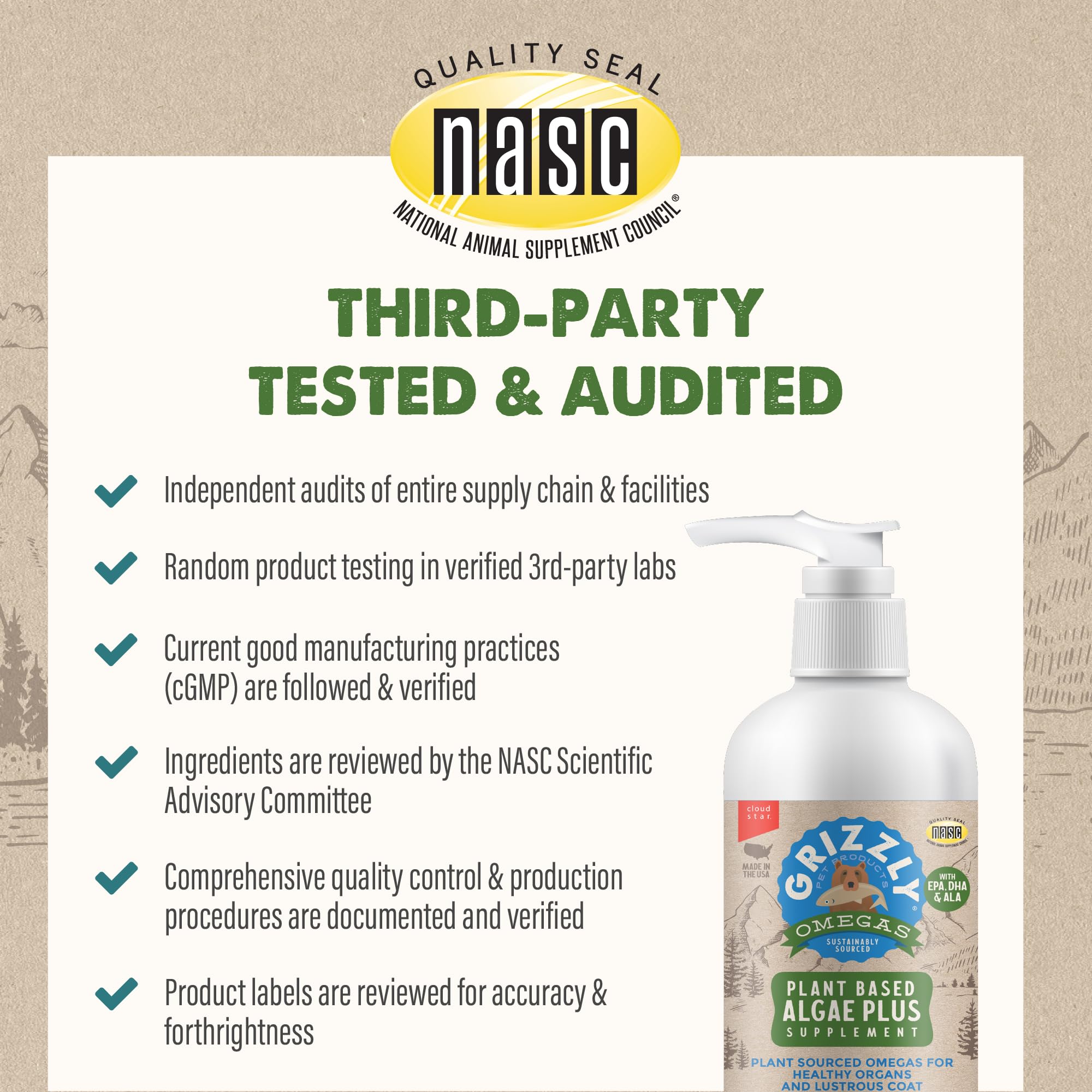 Grizzly Pet Algal Plus easy daily dosing for pet nutrition