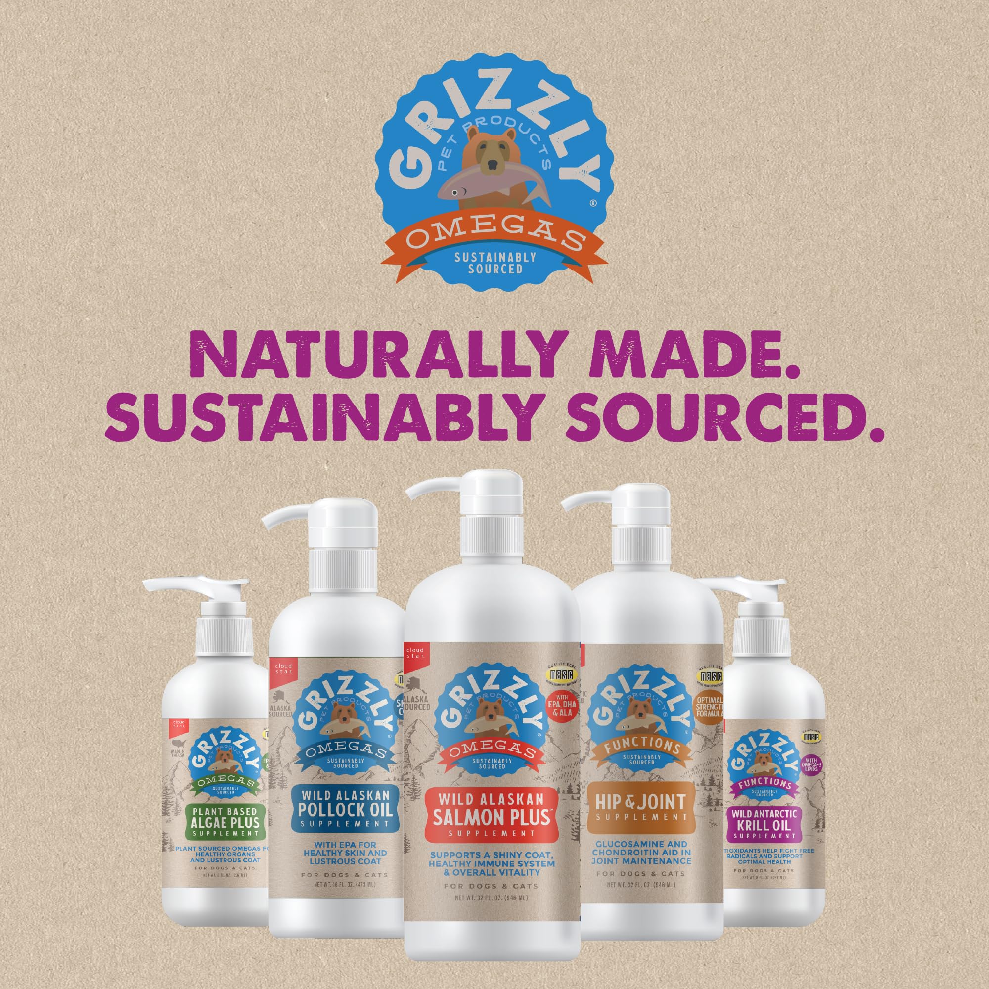 Grizzly NASC-certified quality seal on Krill Oil product