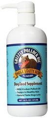 Grizzly Pollock Oil dog bottle promotes healthy skin and coat.