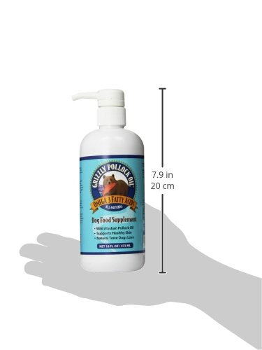Grizzly Pollock Oil label shows NASC certification ensuring quality.