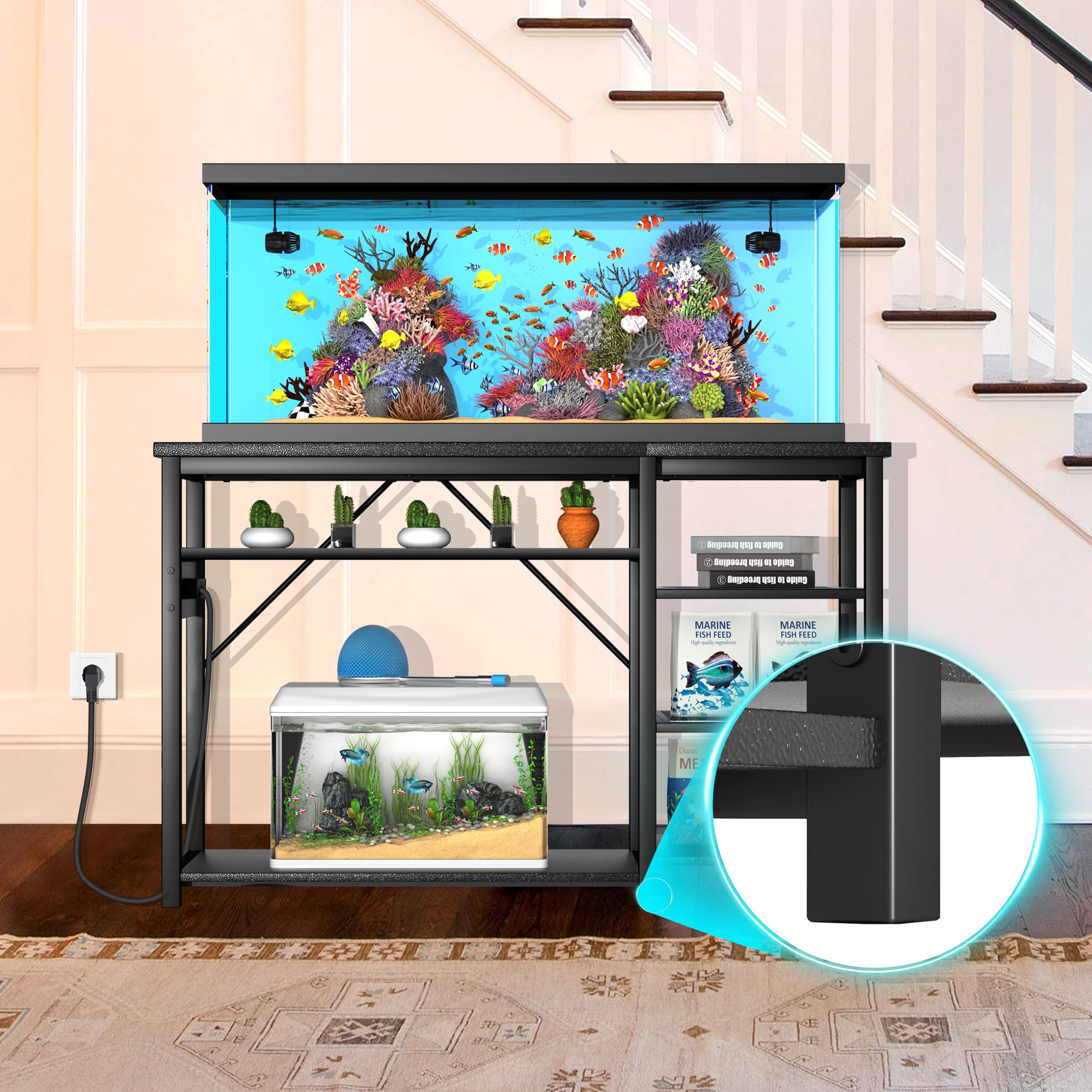 GRLEAF aquarium stand supports 55-75 gallon setups and secondary displays