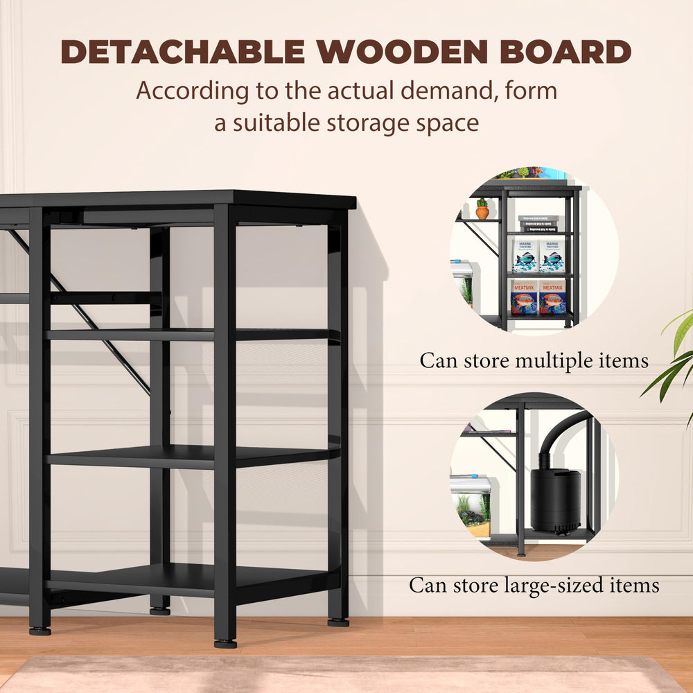 GRLEAF aquarium stand wood-panel detail showcases ventilation-friendly design for tanks and accessories.