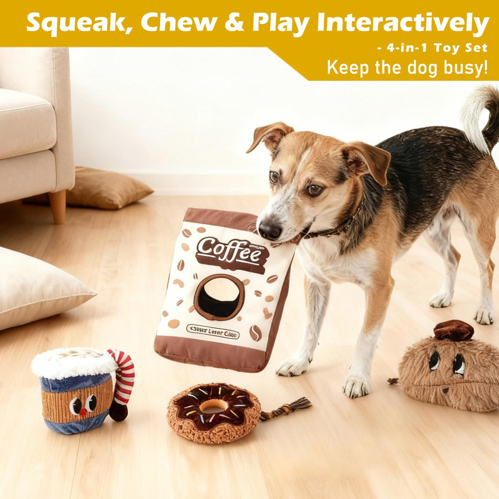 Grnstf coffee bag set bean toy close-up promotes interactive fetch and chew