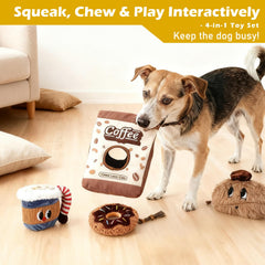 Grnstf coffee bag set bean toy close-up promotes interactive fetch and chew