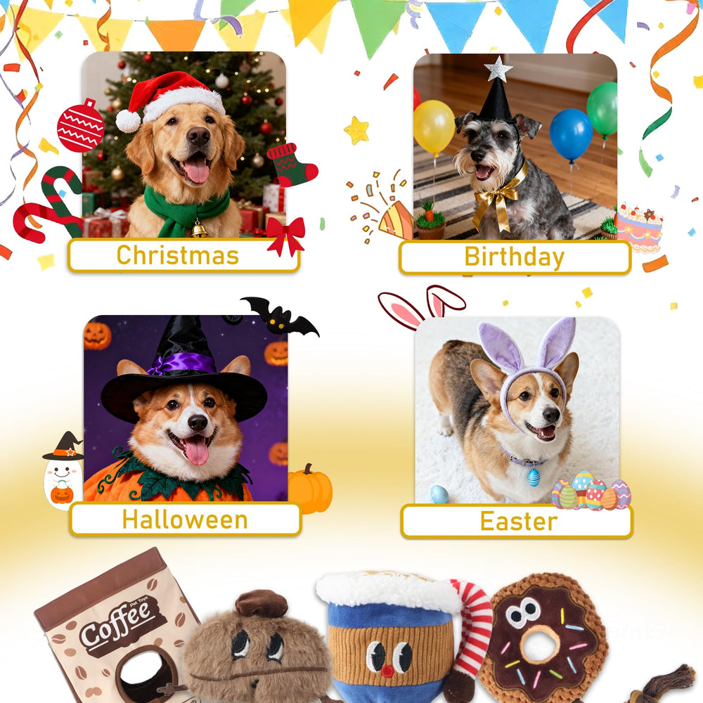 Grnstf coffee bag set playtime image shows versatile dog toy for multiple modes