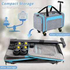 Grolomge rolling pet carrier anti-tip frame provides stable support during travel.