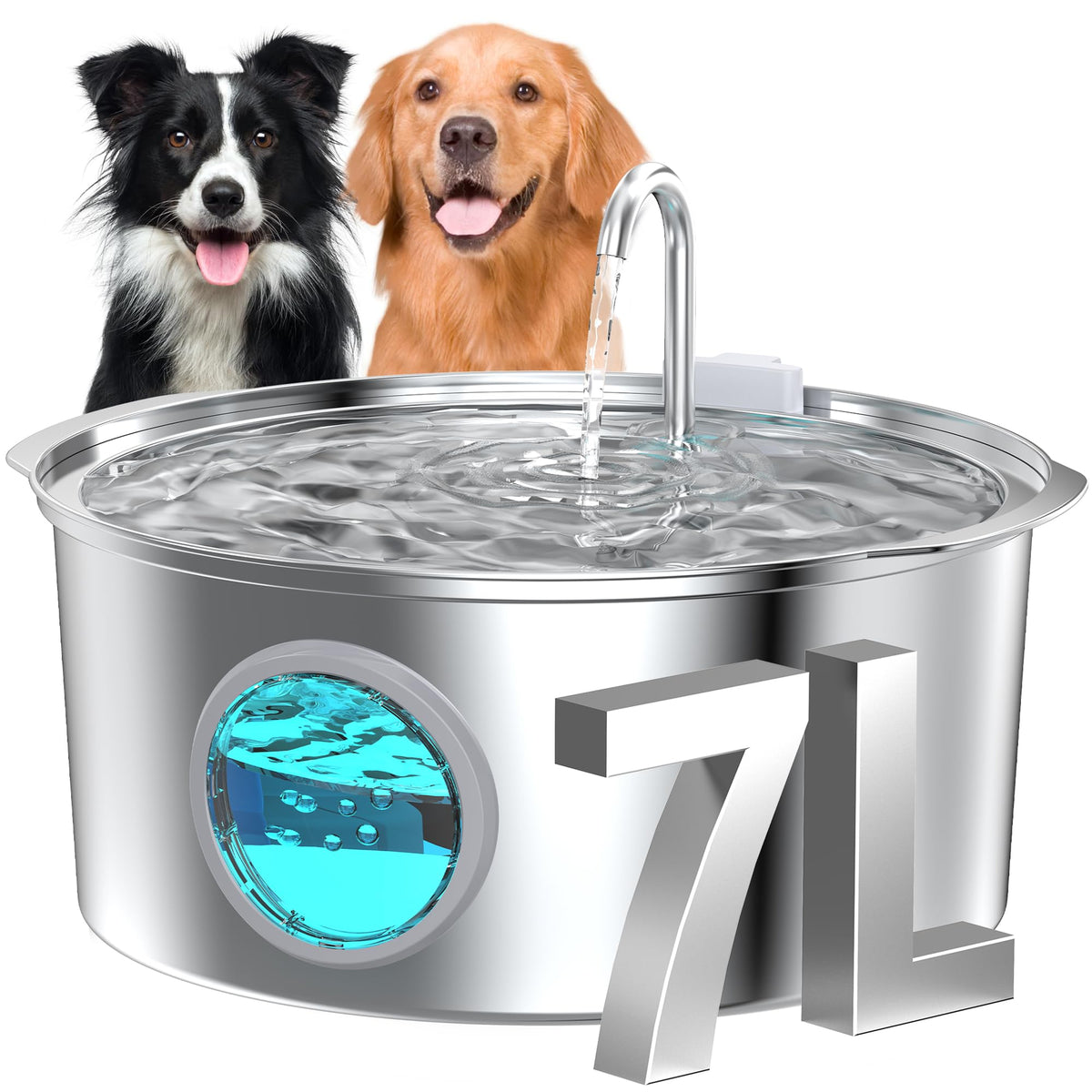 GROOKPET 7L tank view demonstrates large capacity for multi-pet homes.