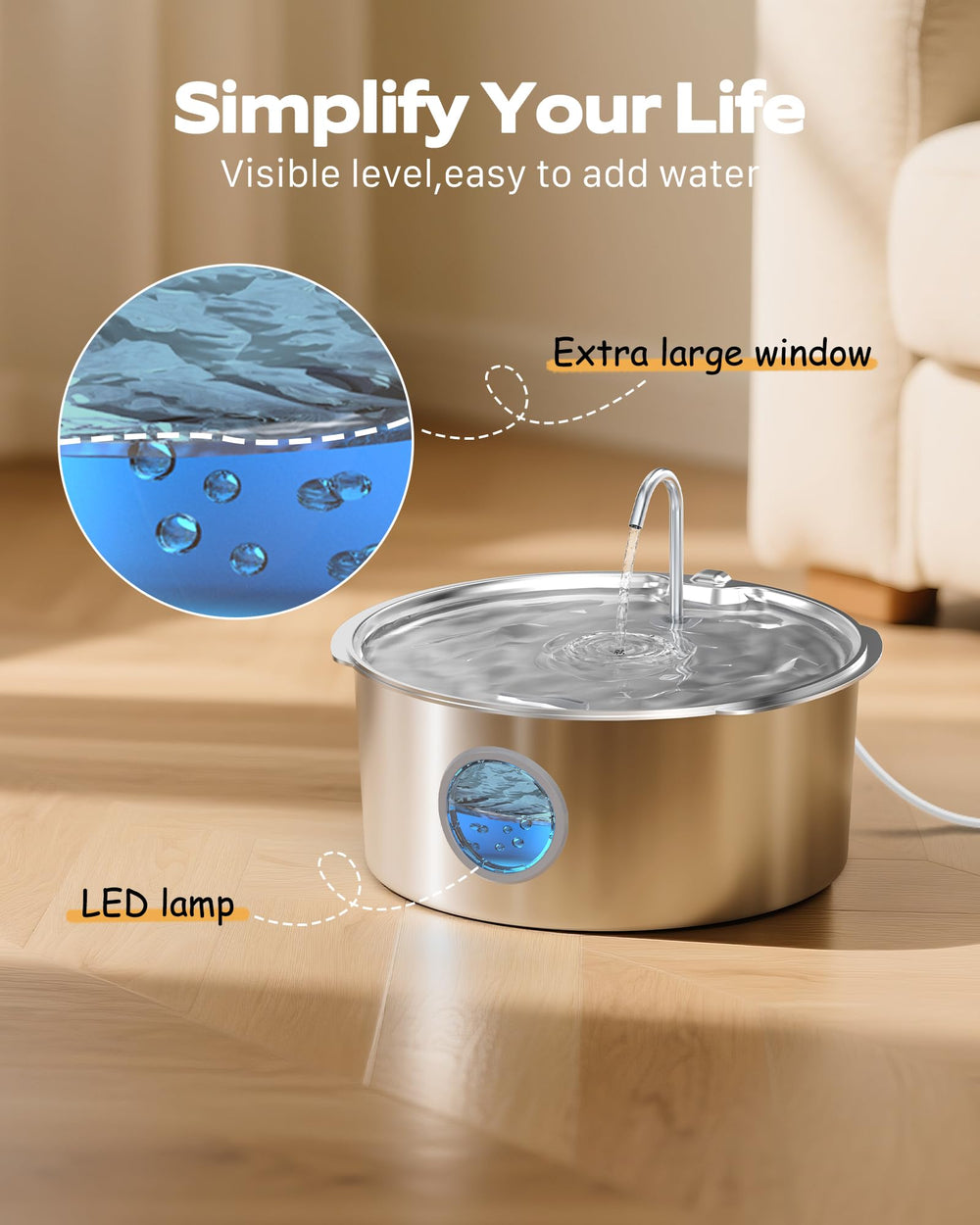 GROOKPET four-stage-filtration-system ensures cleaner, fresher water for pets.