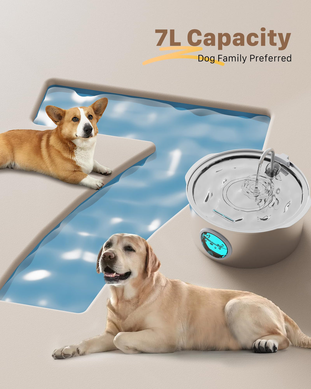 GROOKPET handle design makes moving the fountain easier and ergonomic.
