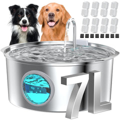 GROOKPET large-capacity 7L fountain keeps dogs hydrated longer for busy households.