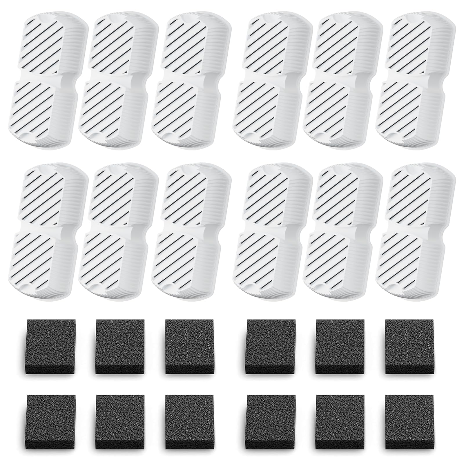 GROOKPET water fountain filters 24-pack with sponges for clean, fresher pet water daily.