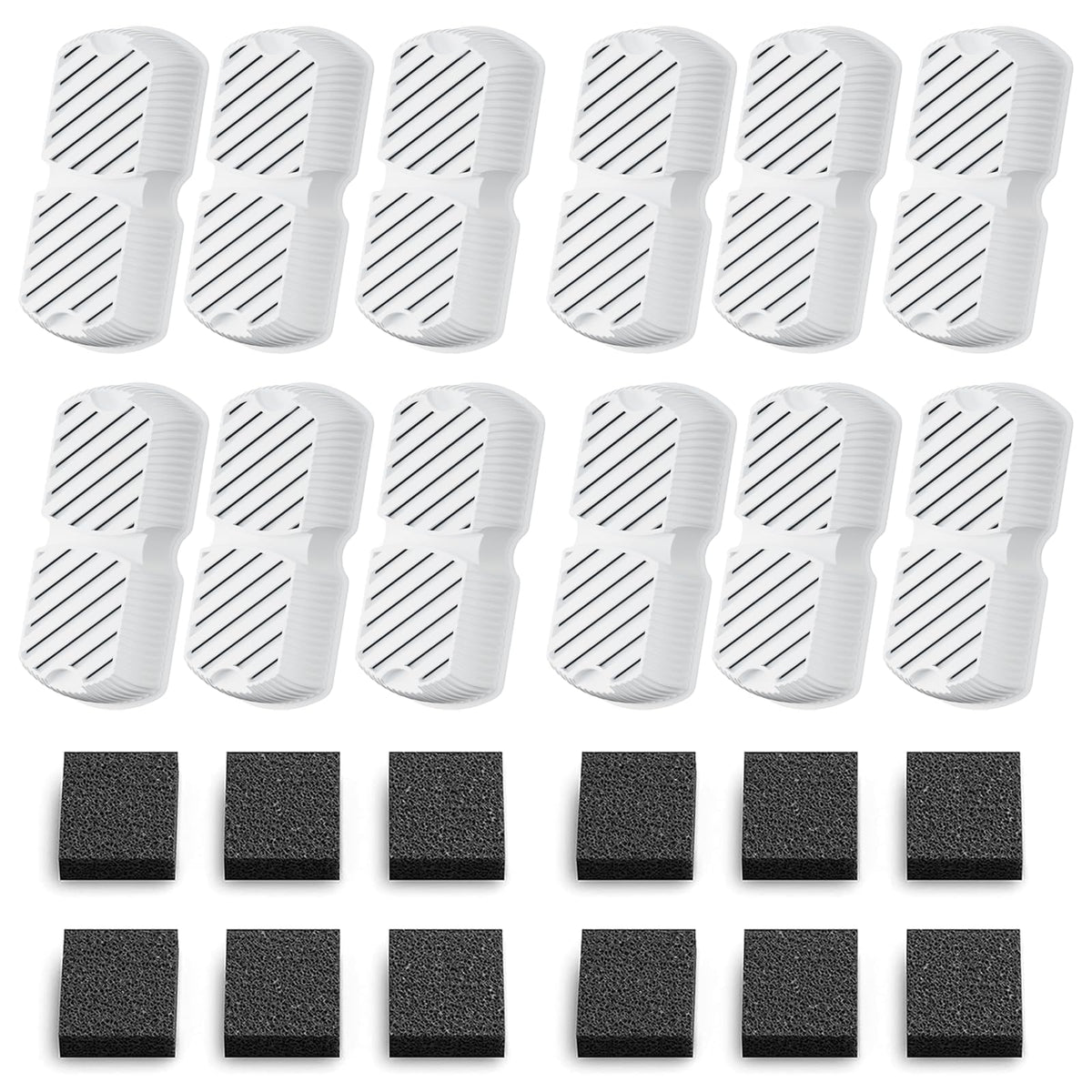 GROOKPET water fountain filters 24-pack with sponges for clean, fresher pet water daily.