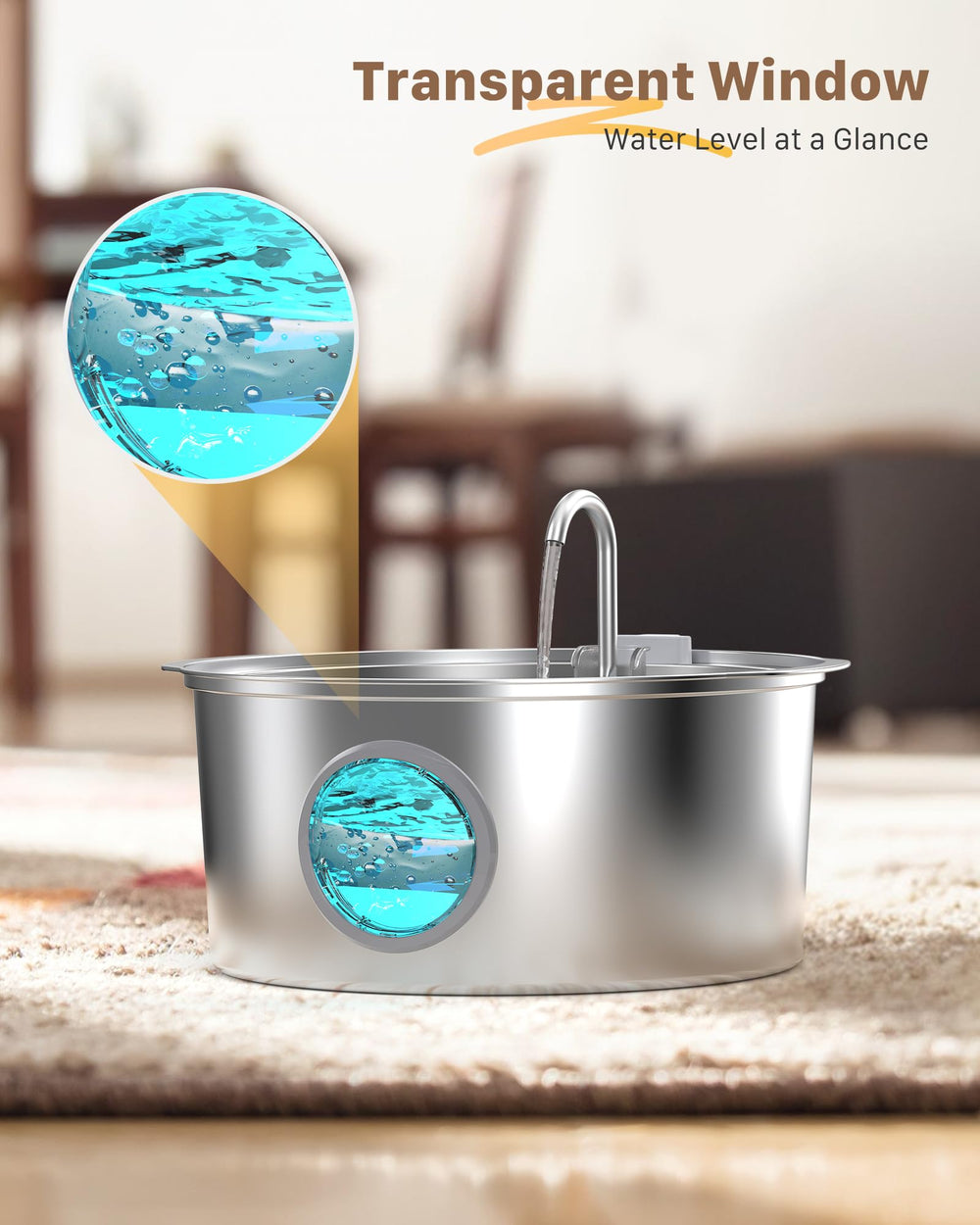 GROOKPET quiet operation keeps home peaceful while pets sip water.