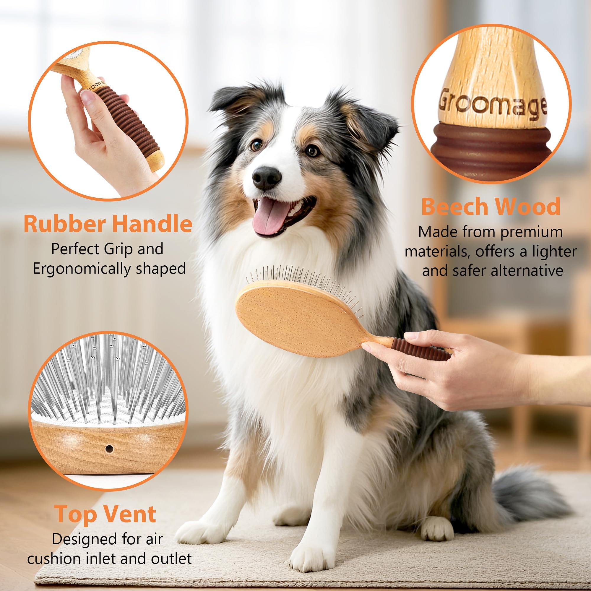 GROOMAGE rubber handle ergonomic design reduces hand fatigue during brushing