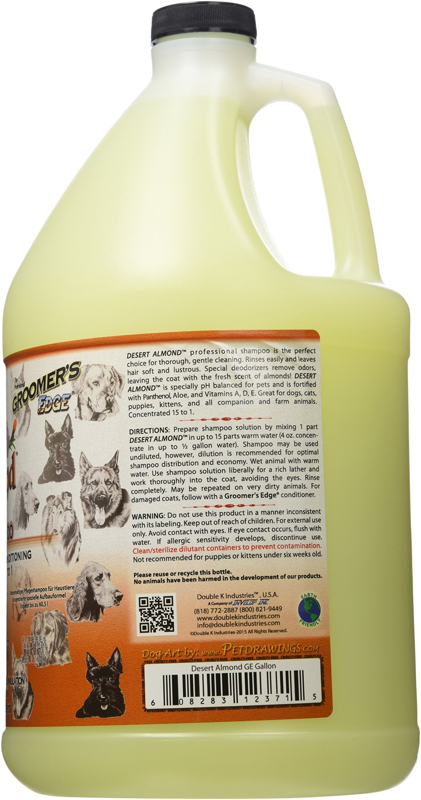 Groomer's Edge Desert Almond Shampoo lather demonstrates deodorizing wash for pet coats.
