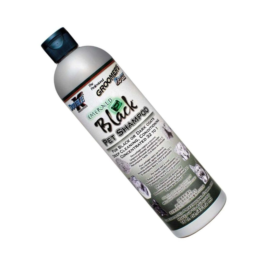 Groomers Edge Emerald Black after-groom scene showing clean coats on pets.