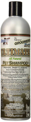 Groomer's Edge Ultimate Shampoo bottle demonstrates deep cleaning and conditioning for coats.