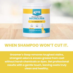 Groomer's GOOP Pre-Bath lather demonstrates deep-cleaning action for a fresher coat